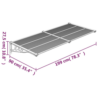 Door Canopy Black and Transparent 199x90 cm Polycarbonate - Giant Lobelia