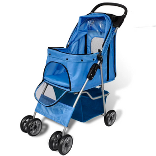 vidaXL Folding Pet Stroller Dog/Cat Travel Carrier Blue - Giant Lobelia