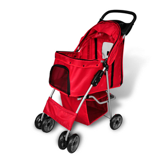 Folding Pet Stroller Dog/Cat Travel Carrier Red - Giant Lobelia