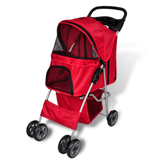 Folding Pet Stroller Dog/Cat Travel Carrier Red - Giant Lobelia