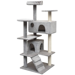 Cat Tree with Sisal Scratching Posts 125 cm Grey - Giant Lobelia