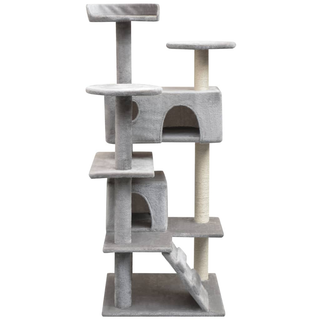 Cat Tree with Sisal Scratching Posts 125 cm Grey - Giant Lobelia