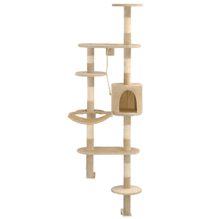 Cat Tree with Sisal Scratching Posts Wall Mounted 194 cm Beige - Giant Lobelia