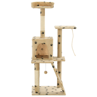 Cat Tree with Sisal Scratching Posts 120 cm Beige Paw Prints - Giant Lobelia