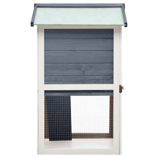 vidaXL Outdoor Rabbit Hutch 3 Doors Grey Wood - Giant Lobelia