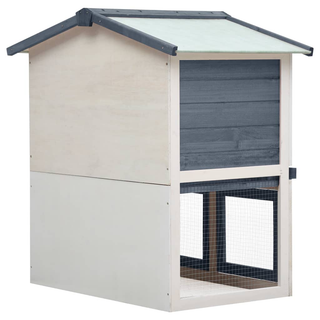 vidaXL Outdoor Rabbit Hutch 3 Doors Grey Wood - Giant Lobelia