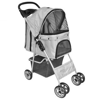 Folding Pet Stroller Dog/Cat Travel Carrier Grey - Giant Lobelia