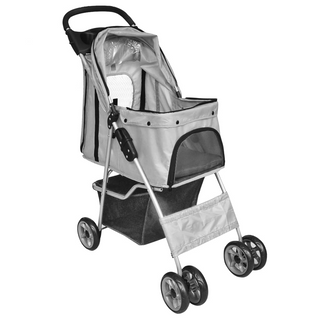 Folding Pet Stroller Dog/Cat Travel Carrier Grey - Giant Lobelia