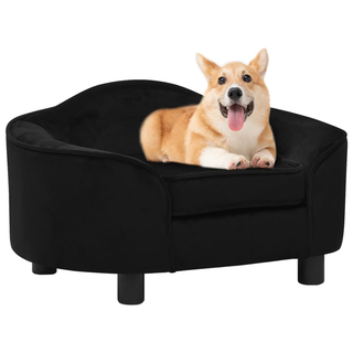 Dog Sofa Black 67x47x36 cm Plush - Giant Lobelia