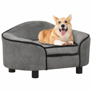 vidaXL Dog Sofa Grey 67x47x36 cm Plush - Giant Lobelia