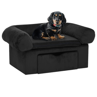 vidaXL Dog Sofa with Drawer Black 75x50x38 cm Plush - Giant Lobelia