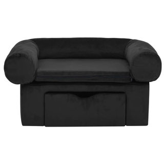 vidaXL Dog Sofa with Drawer Black 75x50x38 cm Plush - Giant Lobelia