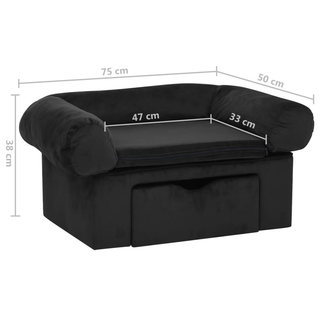 vidaXL Dog Sofa with Drawer Black 75x50x38 cm Plush - Giant Lobelia