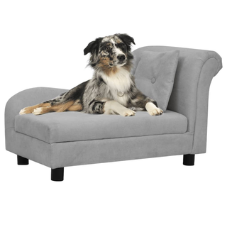 vidaXL Dog Sofa with Pillow Grey 83x44x44 cm Plush - Giant Lobelia