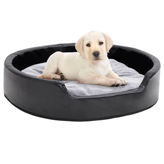 Dog Bed Black and Grey 79x70x19 cm Plush and Faux Leather - Giant Lobelia