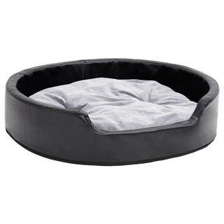 Dog Bed Black and Grey 79x70x19 cm Plush and Faux Leather - Giant Lobelia