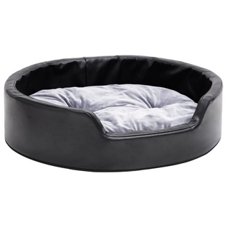 Dog Bed Black and Grey 69x59x19 cm Plush and Faux Leather - Giant Lobelia