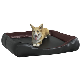 Dog Bed Black and Brown 80x68x23 cm Faux Leather - Giant Lobelia