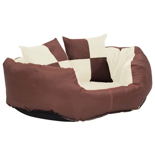 vidaXL Reversible & Washable Dog Cushion Brown and Cream 65x50x20 cm - Giant Lobelia