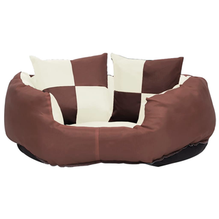 vidaXL Reversible & Washable Dog Cushion Brown and Cream 65x50x20 cm - Giant Lobelia