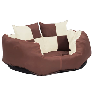 vidaXL Reversible & Washable Dog Cushion Brown and Cream 65x50x20 cm - Giant Lobelia