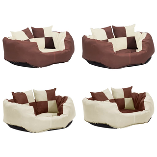 vidaXL Reversible & Washable Dog Cushion Brown and Cream 65x50x20 cm - Giant Lobelia