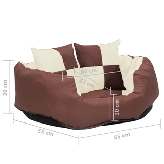 vidaXL Reversible & Washable Dog Cushion Brown and Cream 65x50x20 cm - Giant Lobelia