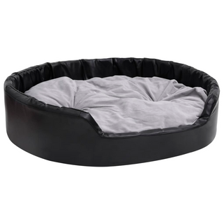 Dog Bed Black and Grey 99x89x21 cm Plush and Faux Leather - Giant Lobelia