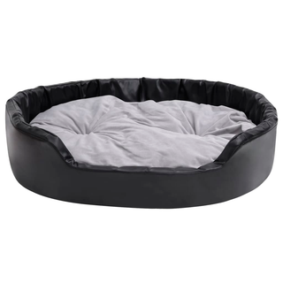 Dog Bed Black and Grey 99x89x21 cm Plush and Faux Leather - Giant Lobelia