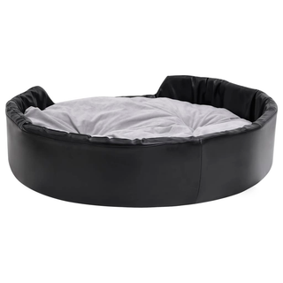 Dog Bed Black and Grey 99x89x21 cm Plush and Faux Leather - Giant Lobelia