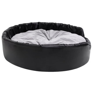 Dog Bed Black and Grey 99x89x21 cm Plush and Faux Leather - Giant Lobelia