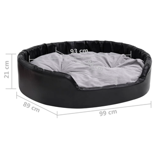 Dog Bed Black and Grey 99x89x21 cm Plush and Faux Leather - Giant Lobelia