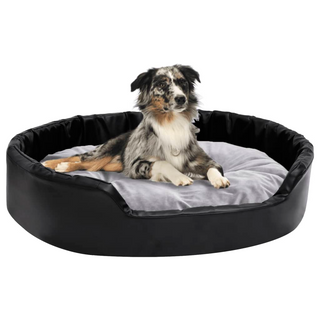 Dog Bed Black and Grey 90x79x20 cm Plush and Faux Leather - Giant Lobelia