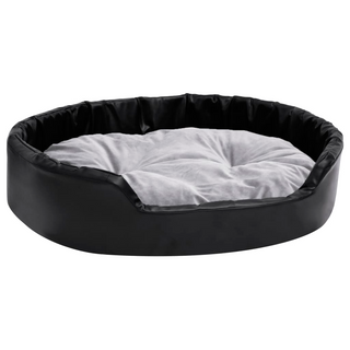 Dog Bed Black and Grey 90x79x20 cm Plush and Faux Leather - Giant Lobelia