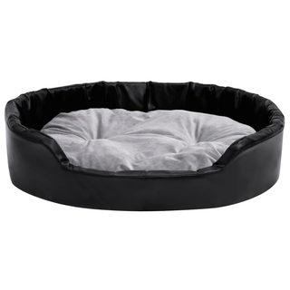 Dog Bed Black and Grey 90x79x20 cm Plush and Faux Leather - Giant Lobelia