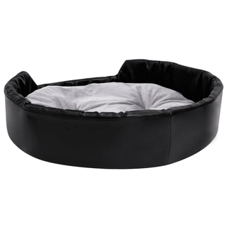 Dog Bed Black and Grey 90x79x20 cm Plush and Faux Leather - Giant Lobelia