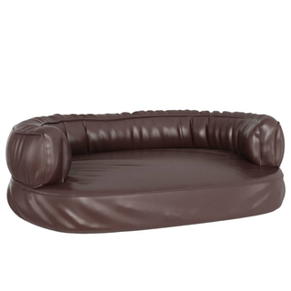 vidaXL Ergonomic Foam Dog Bed Brown 60x42 cm Faux Leather - Giant Lobelia