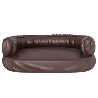 vidaXL Ergonomic Foam Dog Bed Brown 60x42 cm Faux Leather - Giant Lobelia