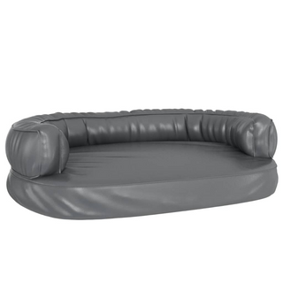 Ergonomic Foam Dog Bed Grey 88x65 cm Faux Leather - Giant Lobelia