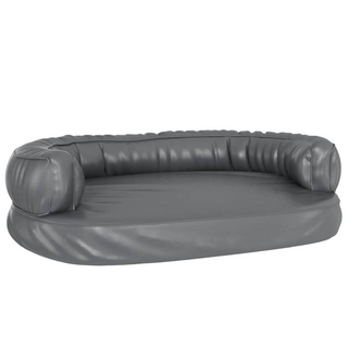 Ergonomic Foam Dog Bed Grey 75x53 cm Faux Leather - Giant Lobelia