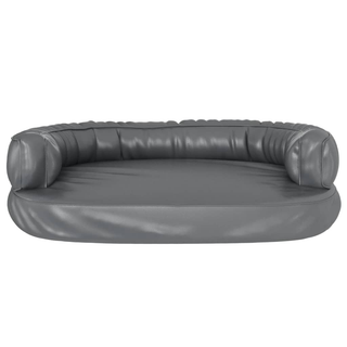 Ergonomic Foam Dog Bed Grey 75x53 cm Faux Leather - Giant Lobelia