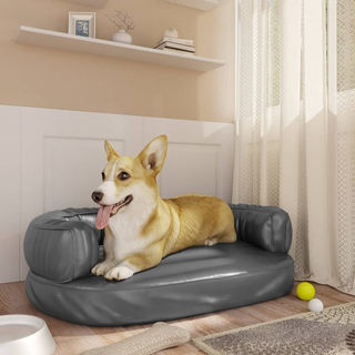 vidaXL Ergonomic Foam Dog Bed Grey 60x42 cm Faux Leather - Giant Lobelia