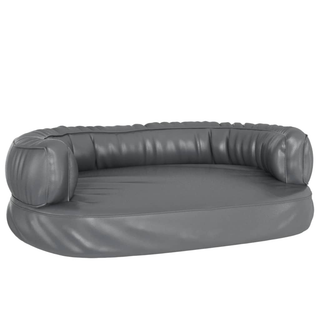 vidaXL Ergonomic Foam Dog Bed Grey 60x42 cm Faux Leather - Giant Lobelia