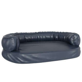 Ergonomic Foam Dog Bed Dark Blue 88x65 cm Faux Leather - Giant Lobelia