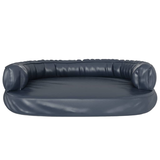 Ergonomic Foam Dog Bed Dark Blue 88x65 cm Faux Leather - Giant Lobelia