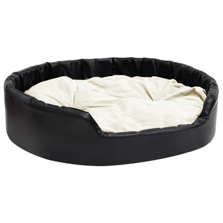 vidaXL Dog Bed Black and Beige 99x89x21 cm Plush and Faux Leather - Giant Lobelia