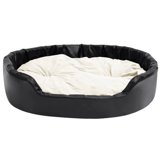 vidaXL Dog Bed Black and Beige 99x89x21 cm Plush and Faux Leather - Giant Lobelia