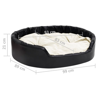 vidaXL Dog Bed Black and Beige 99x89x21 cm Plush and Faux Leather - Giant Lobelia