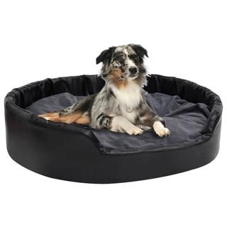 vidaXL Dog Bed Black and Dark Grey 99x89x21 cm Plush and Faux Leather - Giant Lobelia