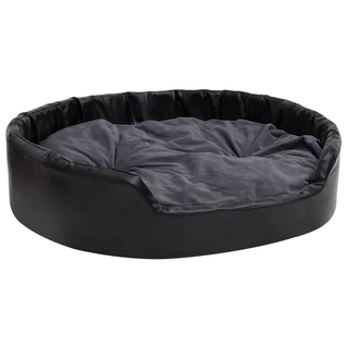 vidaXL Dog Bed Black and Dark Grey 99x89x21 cm Plush and Faux Leather - Giant Lobelia